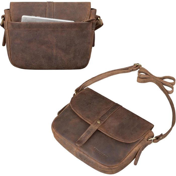 Стильна жіноча сумка-месенджер STILORD Kira з натуральної шкіри вінтаж (коньяк-коричневий) - ідеальна для вечірок, міста та відпочинку