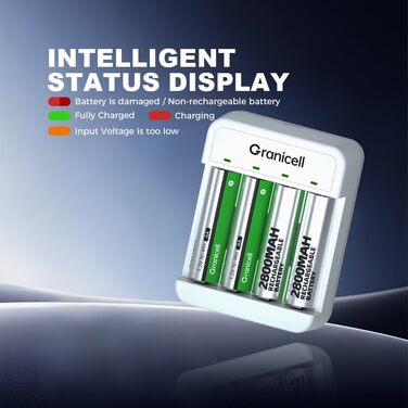 Зарядний пристрій AA + 4 акумулятори AA 2800mAh 1.2V Ni-MH, перезаряджувані батарейки