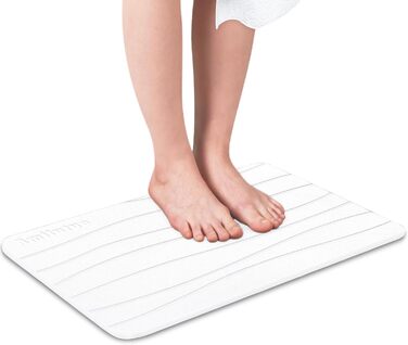 Amilutuo Badematte Stein, Diatomite Stone Bath Mat, Non-Slip Stone Bath Mat, Quick-Drying Stone Bath Mat (Gray-White C, 60 x 39 cm) Gray-White C 60 x 39 CM