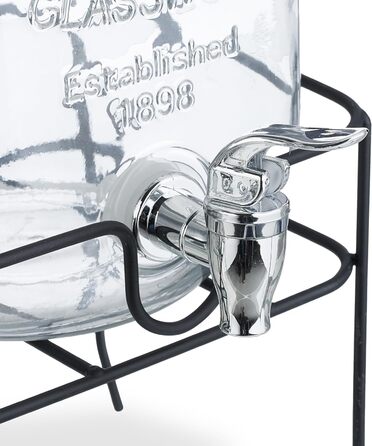 Набір диспенсерів для напоїв Relaxdays (2 шт), 4 л, з краником та кришкою, прозорий скляний диспенсер для води та лимонаду