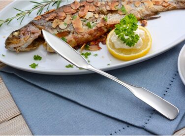 GRÄWE Fish cutlery set, 12-piece, fish set for 6 people, fish forks, fish knife, stainless steel cutlery set 18/10, polished, dishwasher-safe, Spaten series