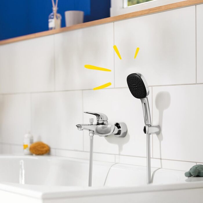 Душова лійка GROHE Vitalio 110, водозберігаюча, 8 л/хв, 2 струмені, регулюється, універсальне підключення, захисний силіконовий кільце, кругла, хром, 26397001 (Набір ручної лійки)