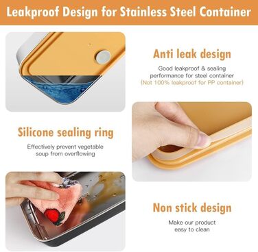 HOLIPOT Ланчбокс Bento Box з роздільниками, 2 рівні, з нержавіючої сталі та PP, з набором столових приборів та сумкою, для дітей та дорослих (Чорний)