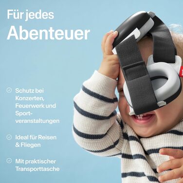 Захисні навушники Alpine Muffy Baby Klassik для дітей до 36 місяців - чорний колір. Безпечні, регульовані, запобігають пошкодженню слуху. Виготовлено в Німеччині.