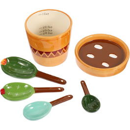 Cabilock 1 Set Cactus Measuring Spoons Porcelain Cooking Measuring Spoons Made of Porcelain Cactus Figurine Measuring Measuring Spoons for the Kitchen Cactus Measuring Cacti Gifts Baking Kitchen Measuring Flour Ceramic