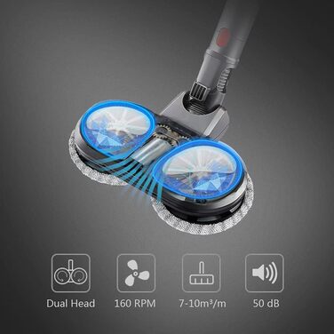 Електрична насадка для пилососів Dyson V11, V10, V7, V8, V15 DrRobor з водяним баком та 12 миючих моп-головок