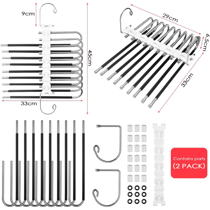 Фальшбагети для штанів 2 шт. з нержавіючої сталі, складні, з антиковзким покриттям. Підходять для штанів, одягу, рушників, шарфів, джинсів