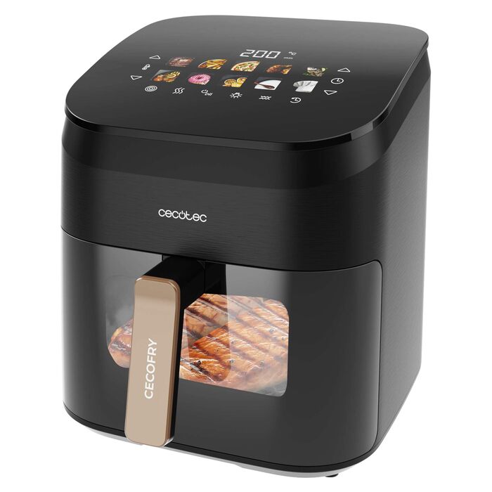 Фритюрниця-аерогриль Cecotec Cecofry & Grill Smokin' 6500 Plus 6.5л, 2200 Вт, з димаком, чорна