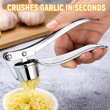 Пресс для часнику, подрібнювач часнику з нержавіючої сталі, придатний для миття в посудомийній машині, зручна ручка