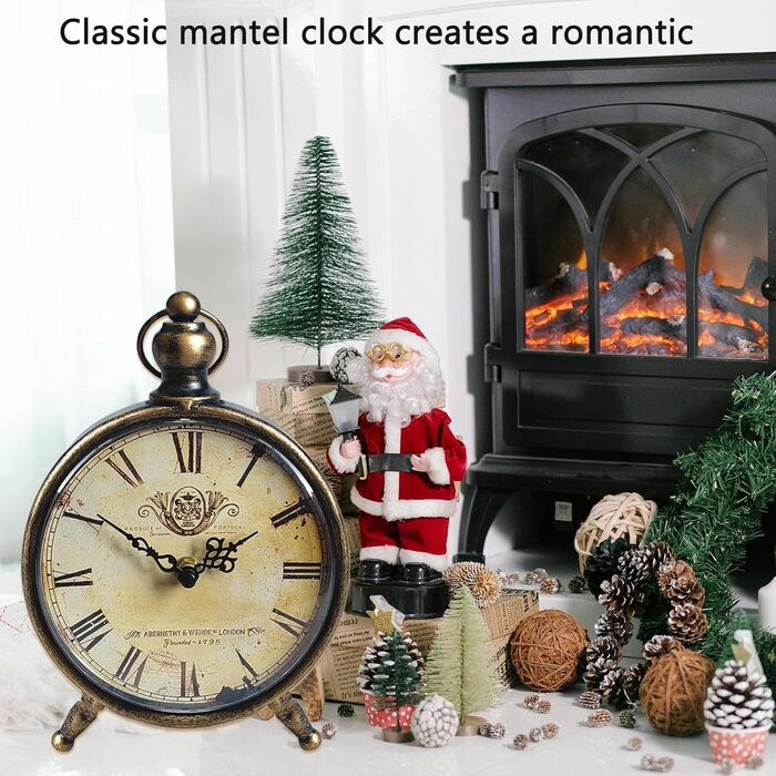 HZDHCLH Retro Silent Roman Table Clock for Living Room Bedroom Office Art Desk Clock (Copper Black)