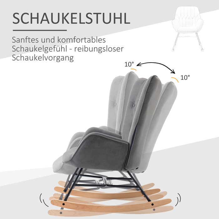 HOMCOM Rocking Chair with Steel Frame, Padded Lounge Chair, Velvet-like Polyester, Comfortable Seat for Living Room