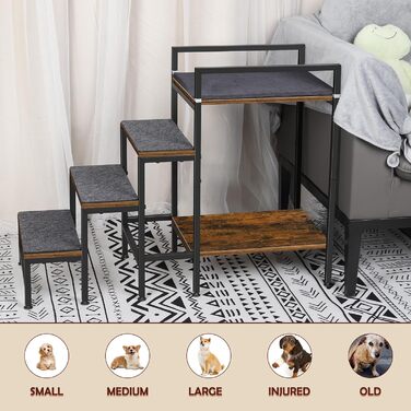 Сходинка для тварин до вікна, багатоярусне ліжко для собак з сходинками, 4-ступенева сходинка для високих ліжок для маленьких собак та котів, 4 яруси з місцем для зберігання