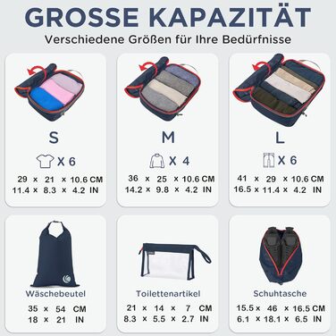 Органайзери для валізи Cipway Kompression Set (8 шт., блакитний) - Набір для пакування багажу