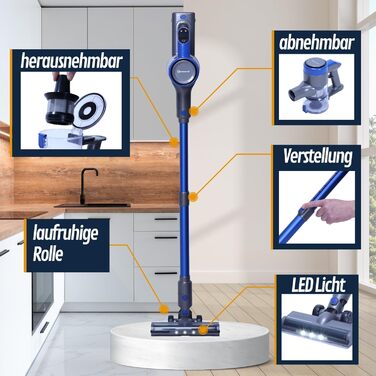 Акумуляторний пилосос VARIO150 | 3-в-1 | Потужний турбопилосос з 45 хв роботи та швидкою зарядкою | для 300 м² | Килим, тверді підлоги, шерсть тварин | LED пилосос-трійка | Бездротовий