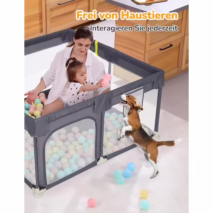 Dripex Playpen Baby 120x180cm, Playard Baby 300D Oxford Fabric, Baby Playpen with Breathable Mesh, Large Safety Play Area, Playpen, Grey
