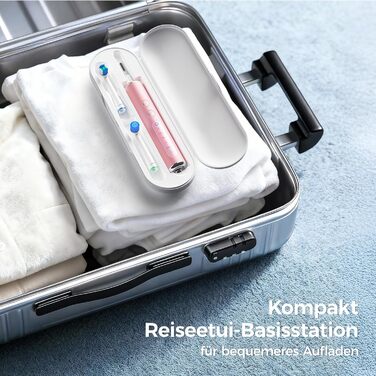 Електрична зубна щітка з круглою головкою 50000 рухів/хв, 8 насадок, 3 режими інтенсивності, 5 режимів чищення, 120 днів роботи від акумулятора, IPX7, доросла та дитяча (Рожева, 1 комплект)