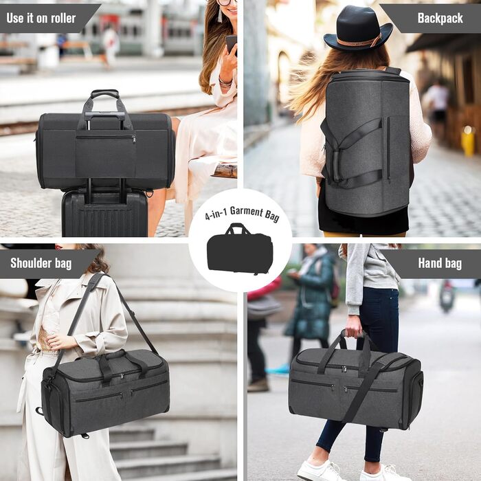 Сумка-трансформер Bukere для бізнес-подорожей з відділенням для взуття, водонепроникна, 2-в-1, чоловіча, темно-сіра