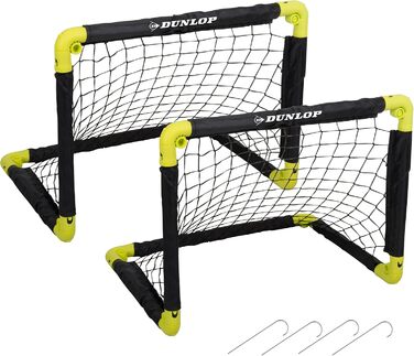 Dunlop 2-Pack Soccer Goal Set - Foldable Football Goal for Kids - Indoor/Outdoor Training Accessory - Black/Yellow 50x44x44cm