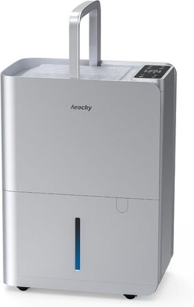 Електричний осушувач повітря AEOCKY Max 25L - 50м² з відведенням води та Smart-функціями. Підходить для підвалу, пральні, спальні та ванної кімнати (Silver)