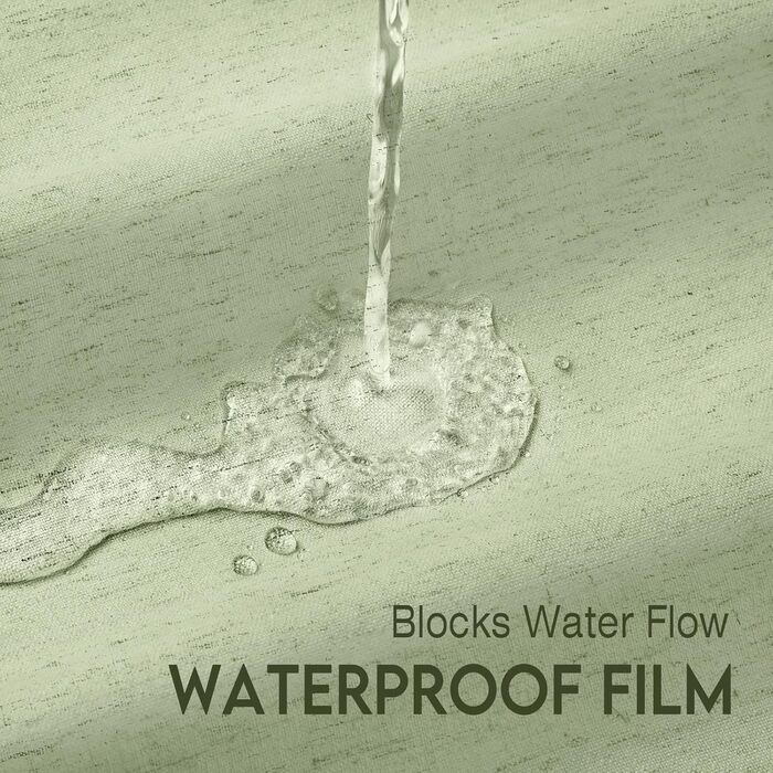 Штора для душу зелена льон 180x200 см, бохо стиль, водонепроникна, тканинна, анти-грибок, для ванної кімнати