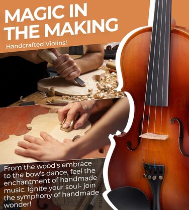 Скрипка Vangoa 4/4: Повнорозмірний комплект для початківців з масивного дерева, червоний, для правшів