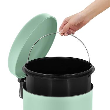 Сміттєве відро Ribelli 30 л з нержавіючої сталі, з педальним механізмом, з внутрішнім відром, м'яке закриття, сортування сміття, кругле (м'ятний)