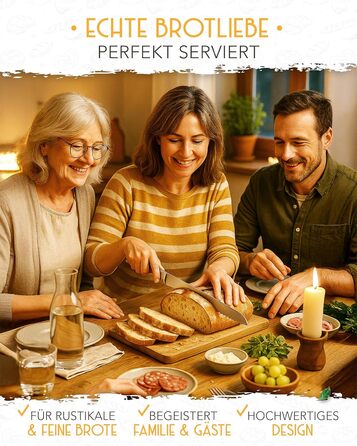 Ніж для хліба KRUSTENZAUBER з хвилястим лезом, 20 см, з нержавіючої сталі, для точного та легкого нарізання, великий ніж для хліба та булочок (26 см)