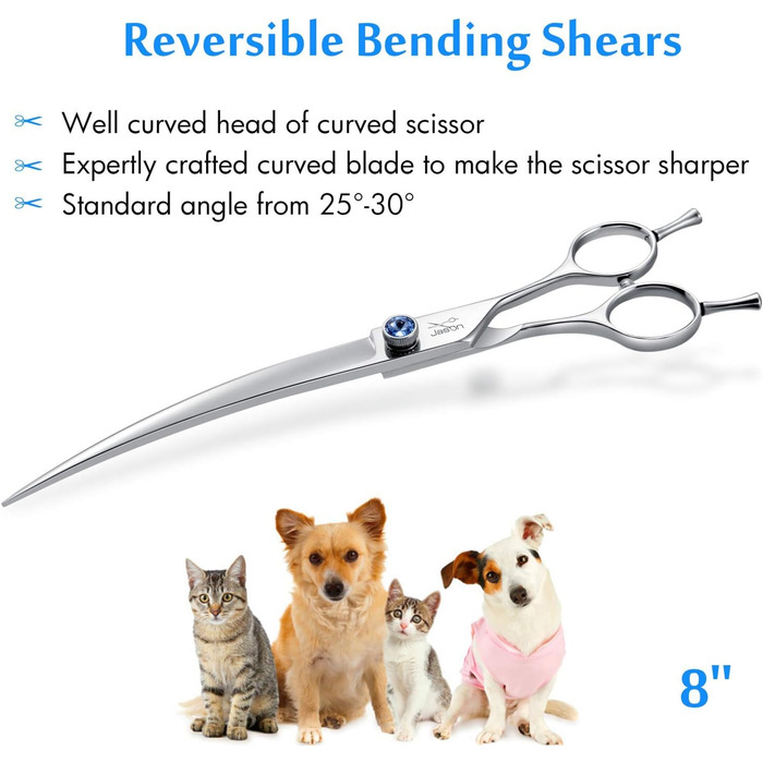 Професійна вигнута ножиця для грумінгу собак від JASON, 8 дюймів, з японської сталі 440C, для собак та котів