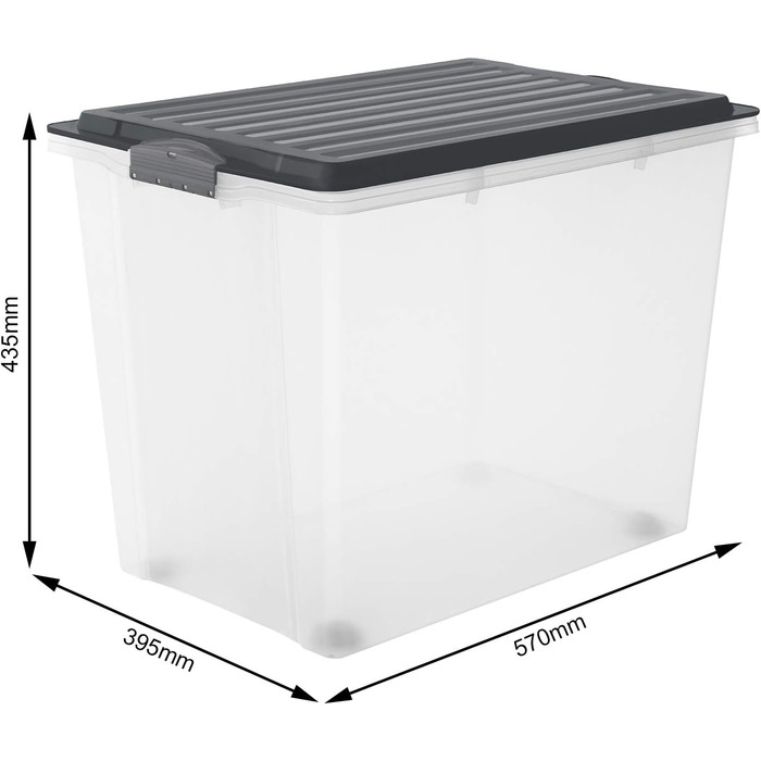 Rotho Compact 3-Piece Storage Box Set, 70L with Lid and Wheels