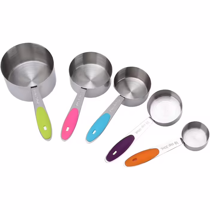 Measuring Spoon Set, 10-Piece Measuring Cup and Spoon Set, Stainless Steel Measuring Spoons with Silicone Handles, Durable Stackable Measuring Cup and Spoon Set for the Kitchen