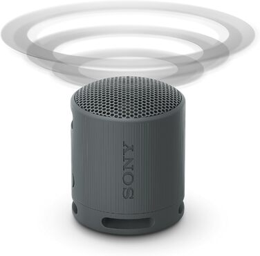 Портативна Bluetooth колонка Sony SRS-XB100 чорного кольору: волого- та пилозахист IP67, до 16 год роботи, ремінець для перенесення