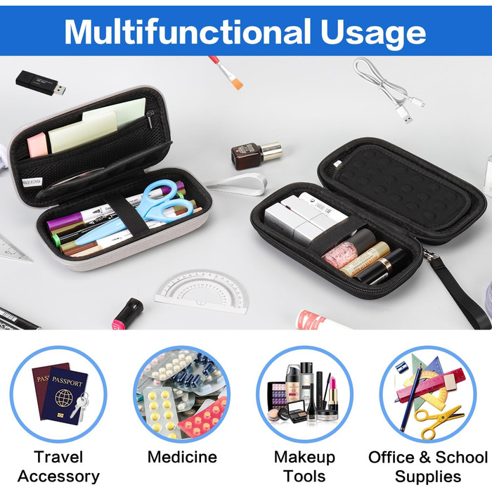 Органайзер для кабелів Teskyer, чорний, водонепроникний, жорсткий корпус, 8,5 x 17,5 x 6 см