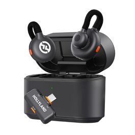 Hollyland Lark M2S Бездротовий мікрофон-лапка з USB-C для iPhone 15/16 та Android, кліпса з титану, Plug-and-Play, шумозаглушення, радіус дії 300 м, 27 годин роботи від акумулятора (2TX+1RX+зарядний пристрій) Чорний