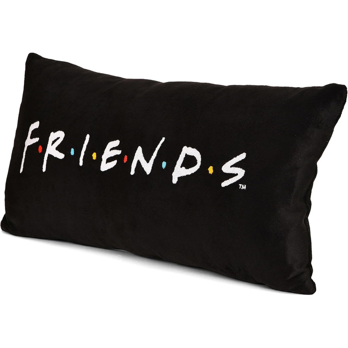 Декоративна подушка Elbenwald Friends з логотипом, 47x10x24 см, чорна, поліестер, унісекс, подарунок
