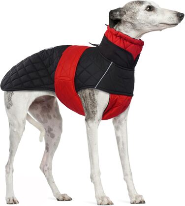 Greyhound Warm Winter Coat, Greyhound Coat Adjustable Outdoor Greyhound Dog Jacket with Harness Hole Warm Dog Clothing Greyhound/Salukis (XL, Red)