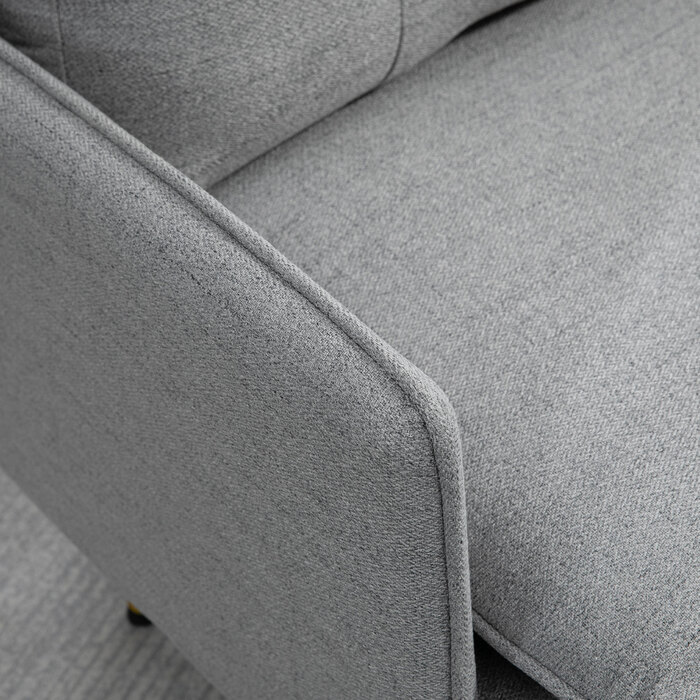 HOMCOM Single Armchair, Upholstered Armchair, Linen-Look Accent Chair, Lounge Chair with Cushion, Armrest Chair with Steel Legs, Supports up to 120 kg | Aosom