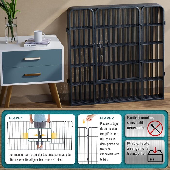 Металевий вольєр для цуценят та собак, 12-секційний загін, висота 60 см, для собак та цуценят