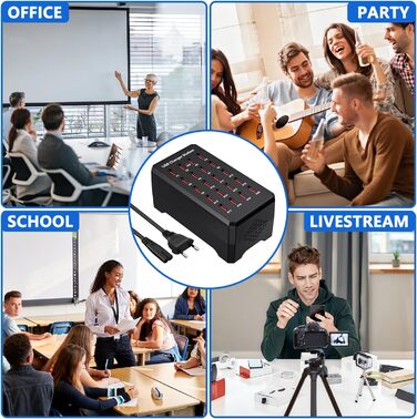 USB-зарядний пристрій 20 портів 100W/20A, настільна станція для iPhone 14/15/16, Samsung Galaxy S23/S24, Google Pixel, планшетів та інших USB-пристроїв