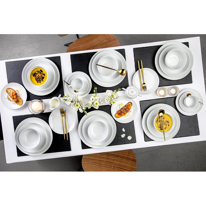 Singer | Cereal Bowls New Port, 6-piece Cereal Bowl Set made of Porcelain, Cereal, Deep Plate in White | 500 ml Cereal Bowls 6 pcs.