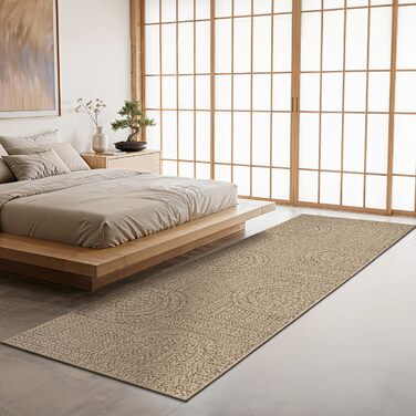 Килим Kansas - стильний килим у стилі джуту, ідеальний для вітальні, їдальні та коридору, легко чиститься, стійкий до погодних умов для використання в приміщенні та на вулиці, розмір приблизно 60 x 180 см, натуральний колір