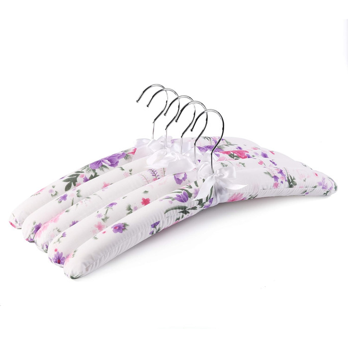 Amber Home 10-Piece 43cm Printed White Satin Clothes Hangers, Soft Silk Hangers for T-Shirt, Shirt, Coat, Dress, Tank Top, Wedding Dress, Sweater with Swivel Hook