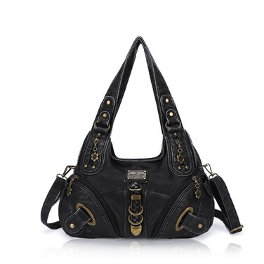 Сумка жіноча Angel Kiss Hobo через плече з PU шкіри, чорна (801) - багато відділень