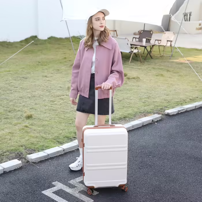 Валіза Kono Trolley з жорстким корпусом, ручна поклажа, легка, ABS, подвійні колеса, кодовий замок, 55 см, кремово-біла