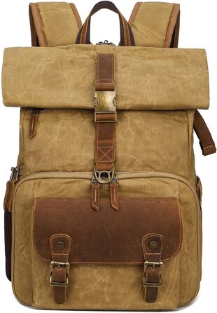 Рюкзак для фотокамери Vmokki Rolltop, водонепроникний, великий, з швидким доступом, антикрадіжний, з тримачем для штатива, відділенням для ноутбука, жовтий