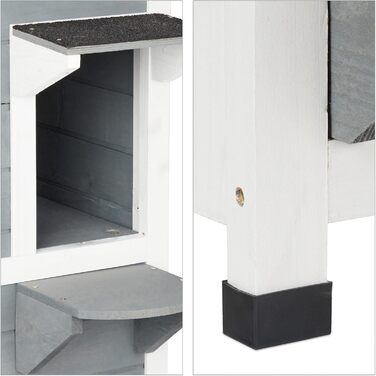 Кіт-будинок Relaxdays з тканини, кіт-печера з 2 входами, 71,5 x 62,5 x 44 см, складаний, сірий/білий