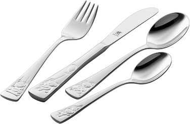 Набір дитячого посуду Zwilling Kinderbesteck Set, 4 предмети, з тисненням у вигляді тварин, для дітей від 3 років, нержавіюча сталь 18/10, без пластикової упаковки (Teddy)