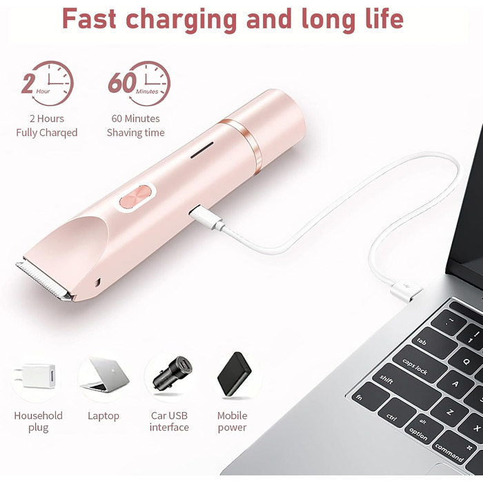 Електричний жіночий епілятор 2-в-1, водонепроникний, для обличчя, тіла, ніг, бікіні (рожевий)