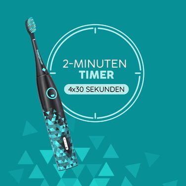 Електрична звукова зубна щітка happybrush® Eco Vibe 3 - Чорний колір - Набір з 4 насадок - Тестовий лідер - 100 днів тестування