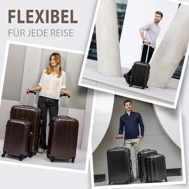 Набір валіз FERGÉ 3 шт. з твердим корпусом QUÉBEC - валіза-тележка (ручна поклажа, L, XL) з ABS пластику