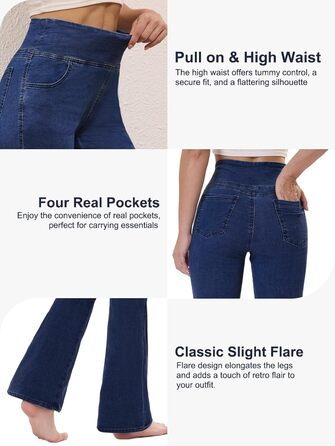 Джинси жіночі Chase Hot Bootcut, висока талія, еластичні джеггінси з кишенями, темно-синій, 31 inseam